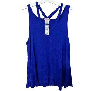 Royal Blue Crisscross Tank Top Miss Popular NWT